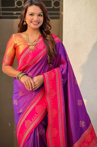 purple soft silk blend woven saree ceremonial looks