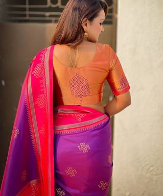 purple soft silk blend woven saree ceremonial looks 5