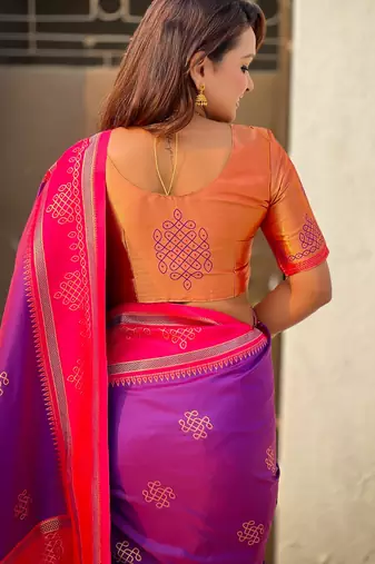 purple soft silk blend woven saree ceremonial looks