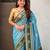 sky blue color soft silk blend woven designer saree for ceremonial looks