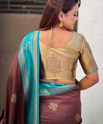 coffee soft silk blend woven saree ceremonial looks 5