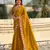 mustard color crush silk blend fabric designer embroidered wedding special saree