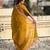 mustard color crush silk blend fabric designer embroidered wedding special saree
