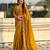 mustard color crush silk blend fabric designer embroidered wedding special saree