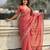 coral color crush silk blend fabric designer embroidered wedding special saree
