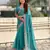 sky blue color crush silk blend fabric designer embroidered wedding special saree