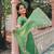 green color crush silk blend fabric designer embroidered wedding special saree
