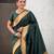 green color soft silk blend fabric  woven paithani designer cultural rich saree