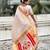 cream color soft silk blend fabric  woven paithani designer cultural rich saree