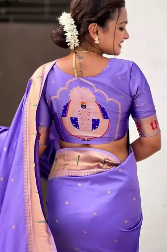 lavender soft silk blend woven paithani cultural rich saree