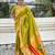 mahendi color soft silk blend fabric  woven paithani designer cultural rich saree