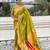 mahendi color soft silk blend fabric  woven paithani designer cultural rich saree
