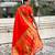 orange color soft silk blend fabric  woven paithani designer cultural rich saree