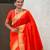 orange color soft silk blend fabric  woven paithani designer cultural rich saree