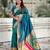 sky blue color soft silk blend fabric  woven paithani designer cultural rich saree