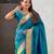 sky blue color soft silk blend fabric  woven paithani designer cultural rich saree