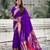 purple color soft silk blend fabric  woven paithani designer cultural rich saree