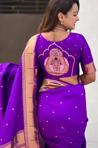purple soft silk blend woven paithani cultural rich saree
