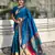 rama color soft silk blend fabric  woven paithani designer cultural rich saree