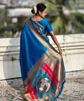 rama soft silk blend woven paithani cultural rich saree 2
