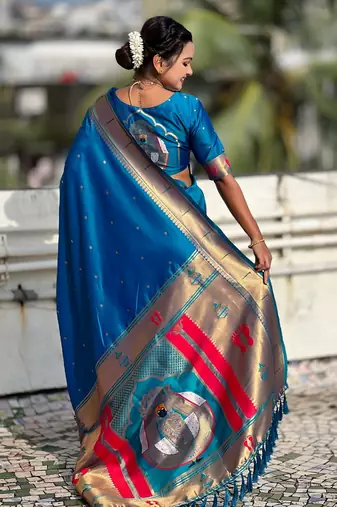rama soft silk blend woven paithani cultural rich saree