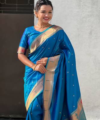 rama soft silk blend woven paithani cultural rich saree 3