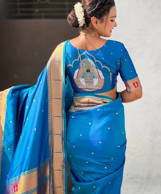 rama soft silk blend woven paithani cultural rich saree 5