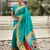 sea green color soft silk blend fabric  woven paithani designer cultural rich saree