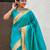 sea green color soft silk blend fabric  woven paithani designer cultural rich saree