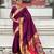 wine color soft silk blend fabric  woven paithani designer cultural rich saree