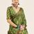 green color cotton art silk fabric designer digital printed saree