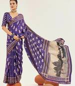 purple color cotton art silk fabric designer digital printed saree