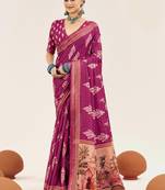 pink color cotton art silk fabric designer digital printed saree