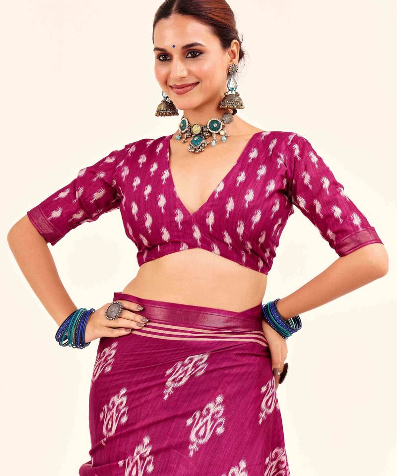 pink color cotton art silk fabric designer digital printed saree