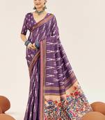 lavender color cotton art silk fabric designer digital printed saree