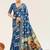 blue color cotton art silk fabric designer digital printed saree