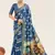 blue color cotton art silk fabric designer digital printed saree