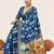 blue color cotton art silk fabric designer digital printed saree