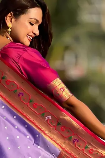 lavender soft silk blend woven partywear saree