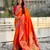 orange color beautiful soft silk blend woven designer partywear saree