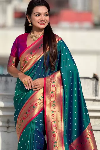 rama soft silk blend woven partywear saree