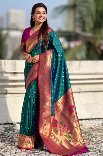 rama soft silk blend woven partywear saree