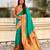 sea green color beautiful soft silk blend woven designer partywear saree