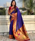 violet color beautiful soft silk blend woven designer partywear saree