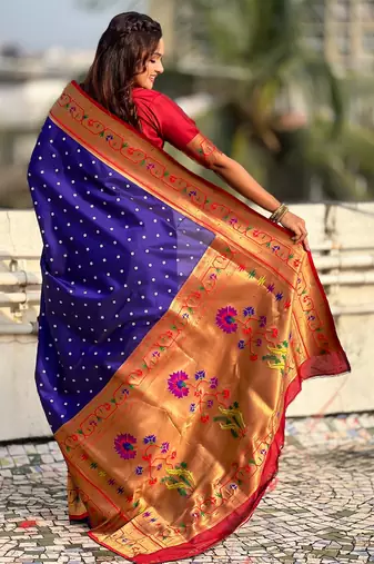 violet soft silk blend woven partywear saree