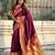 wine color beautiful soft silk blend woven designer partywear saree
