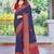 blue color velvet tussar silk blend fabric tradtional woven saree with bandhej print
