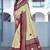 beige color velvet tussar silk blend fabric tradtional woven saree with bandhej print