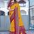 yellow color velvet tussar silk blend fabric tradtional woven saree with bandhej print
