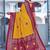 yellow color velvet tussar silk blend fabric tradtional woven saree with bandhej print